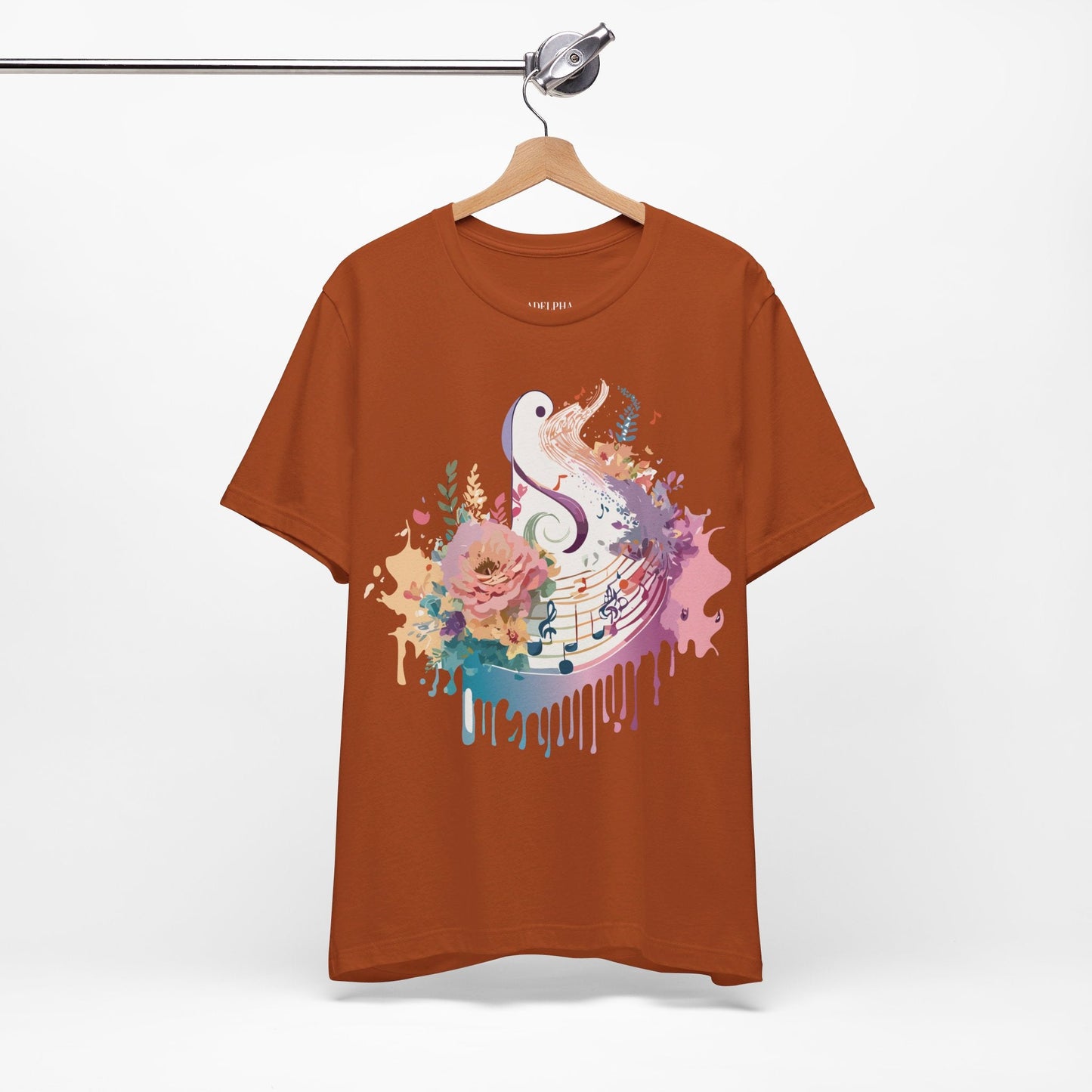 Adelpha Graphic Tee Unisex Short Sleeve Vintage Inspired Artwork Music Theme T Shirt