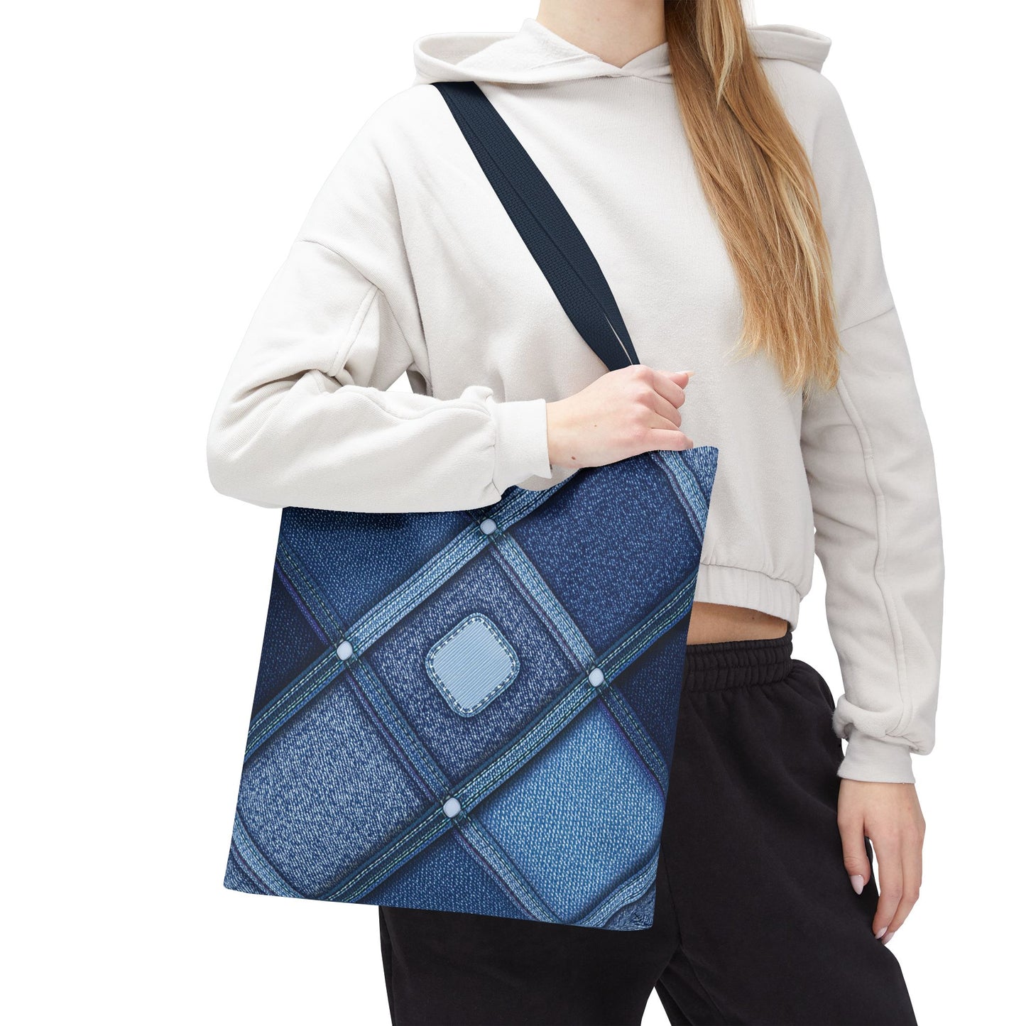 Denim Fabric Imitation Print Unisex Canvas Bag Poly Spun 3 Sizes Tote Bag 102