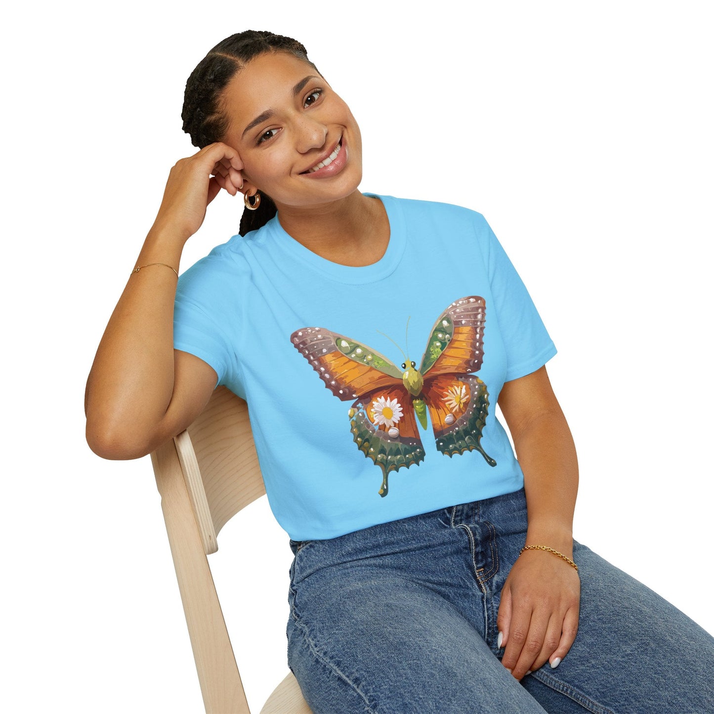 Butterfly T Shirt Unisex Monarch Shirt Gildan Softstyle 64000 100 Percent Ring Spun Cotton