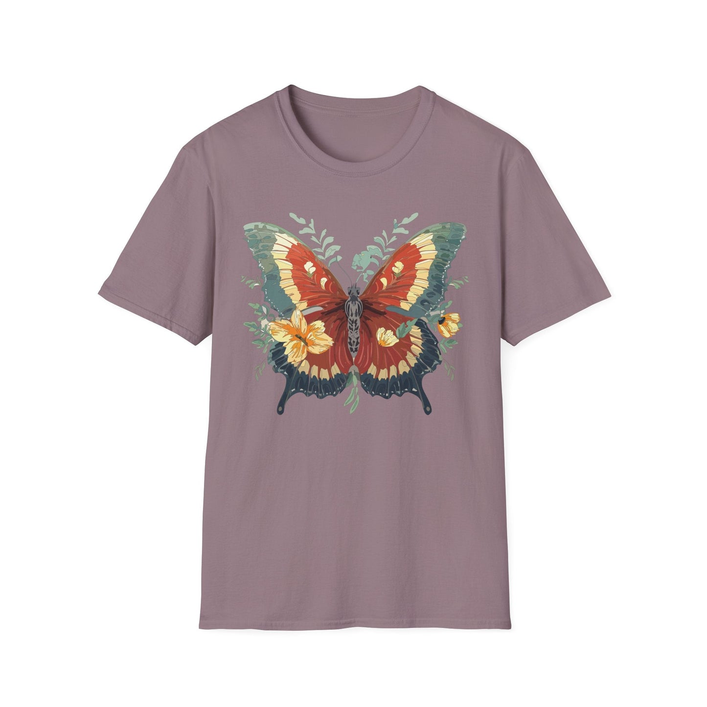 Butterfly T Shirt Unisex Gildan Softstyle 64000 Comfort Monarch Design 100 Percent Cotton