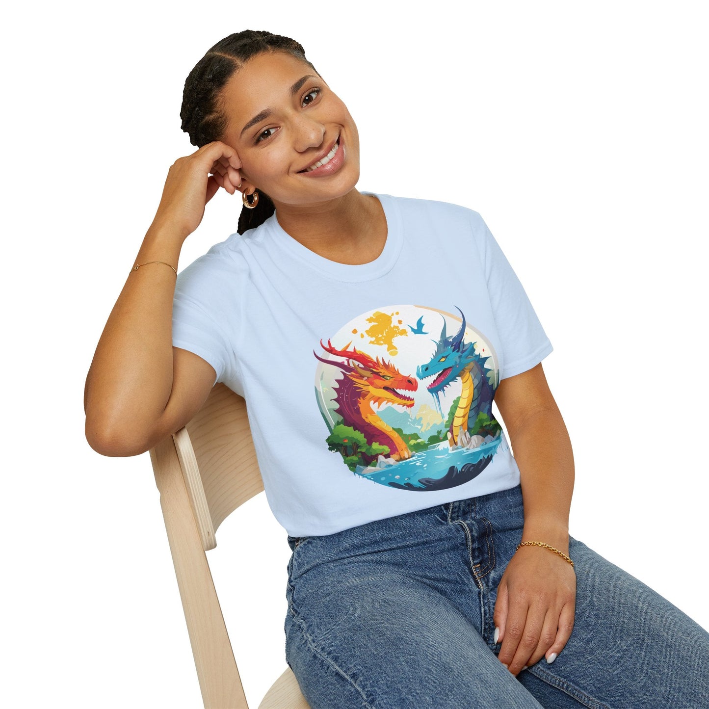 Dragon T Shirt Unisex Gildan Softstyle 64000 100 Percent Cotton Animal Print Tee Artwork