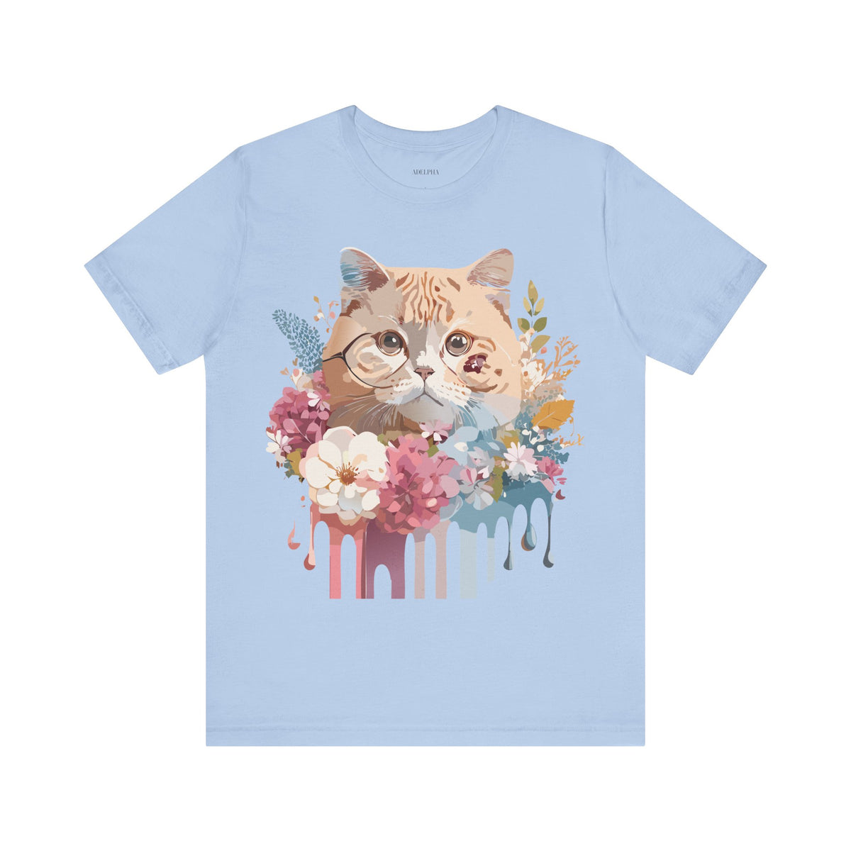 Cat Graphic Unisex Cotton Bella+Canvas Tee with Art Animal Design d05