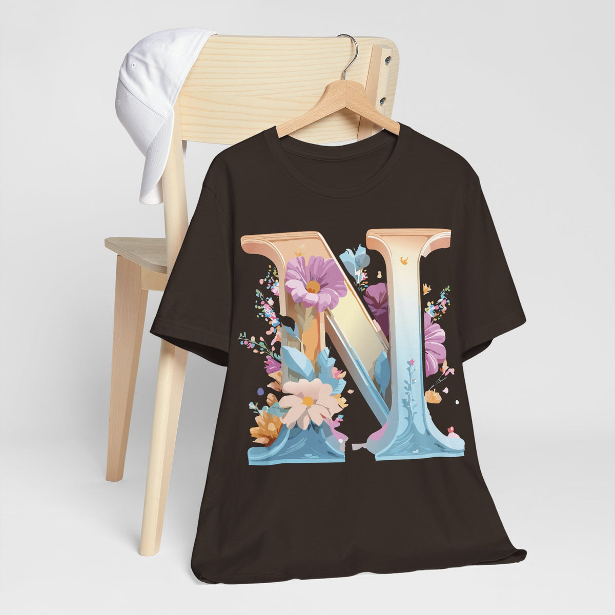 Letter N Graphic Unisex Cotton Bella+Canvas Tee with Art Letter Design