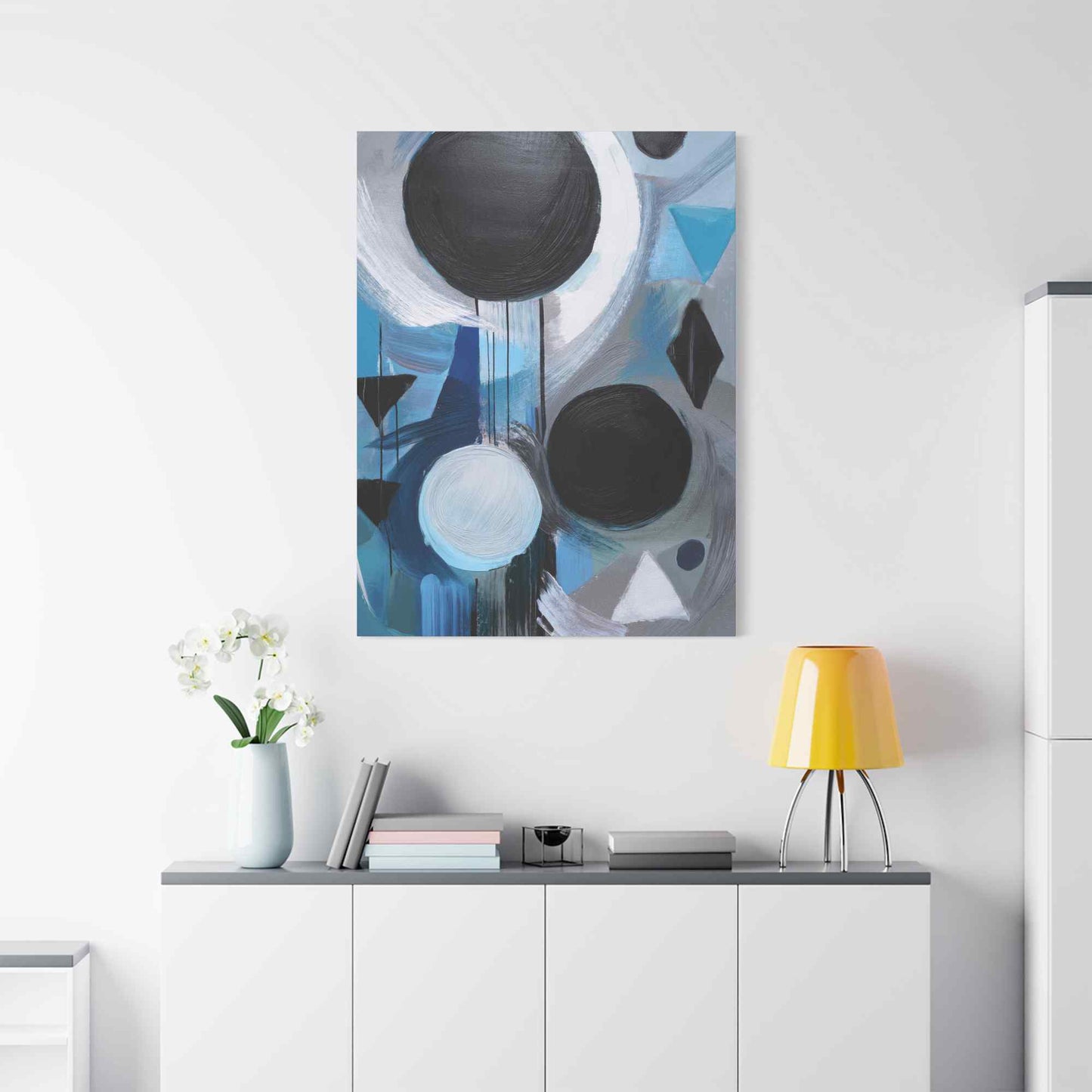 Blue Abstract Painting Print Canvas 20x24,20x30,24x30, 24x32,24x36,30x40, 32x48,36x48,40x60 Pine-Wood Inner Frame ABS-30