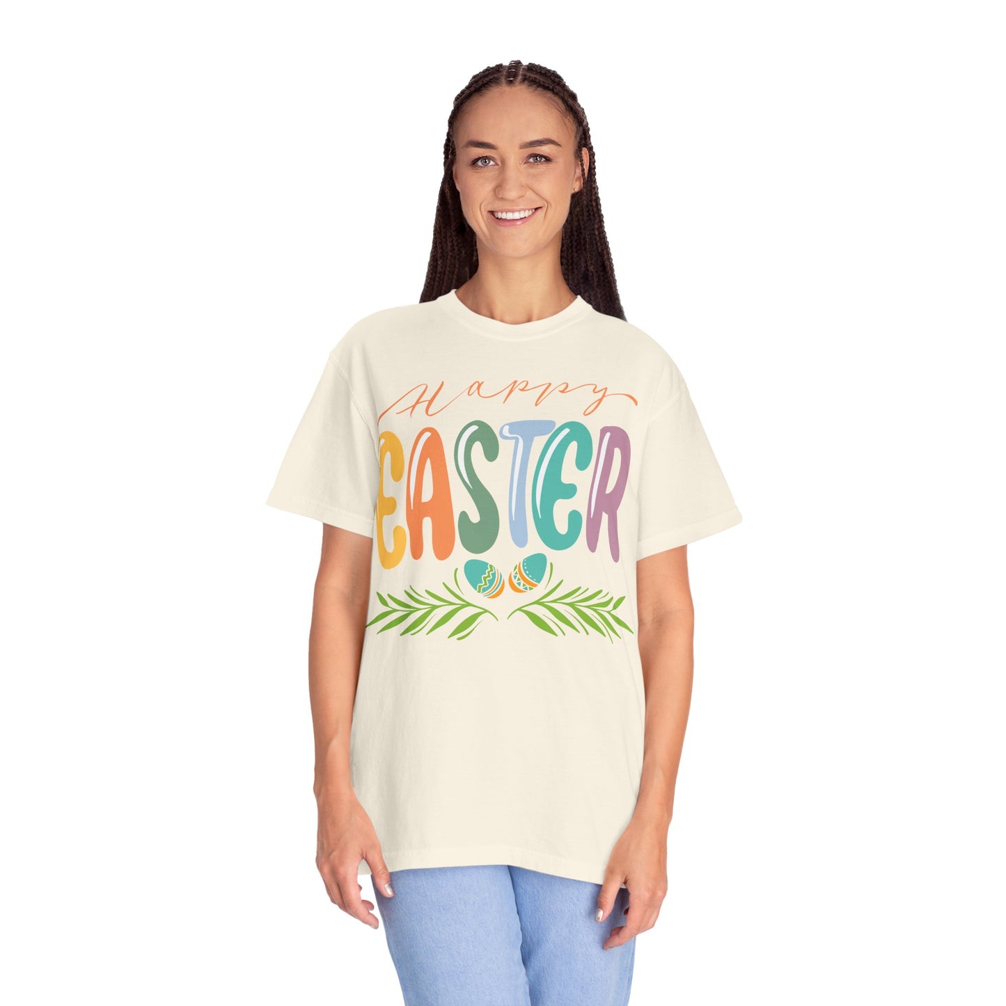 Happy Easter T-Shirt, Tee Shirt with Easter Signature, T Shirt with Easter Prints, Tee Shirt with Easter Design