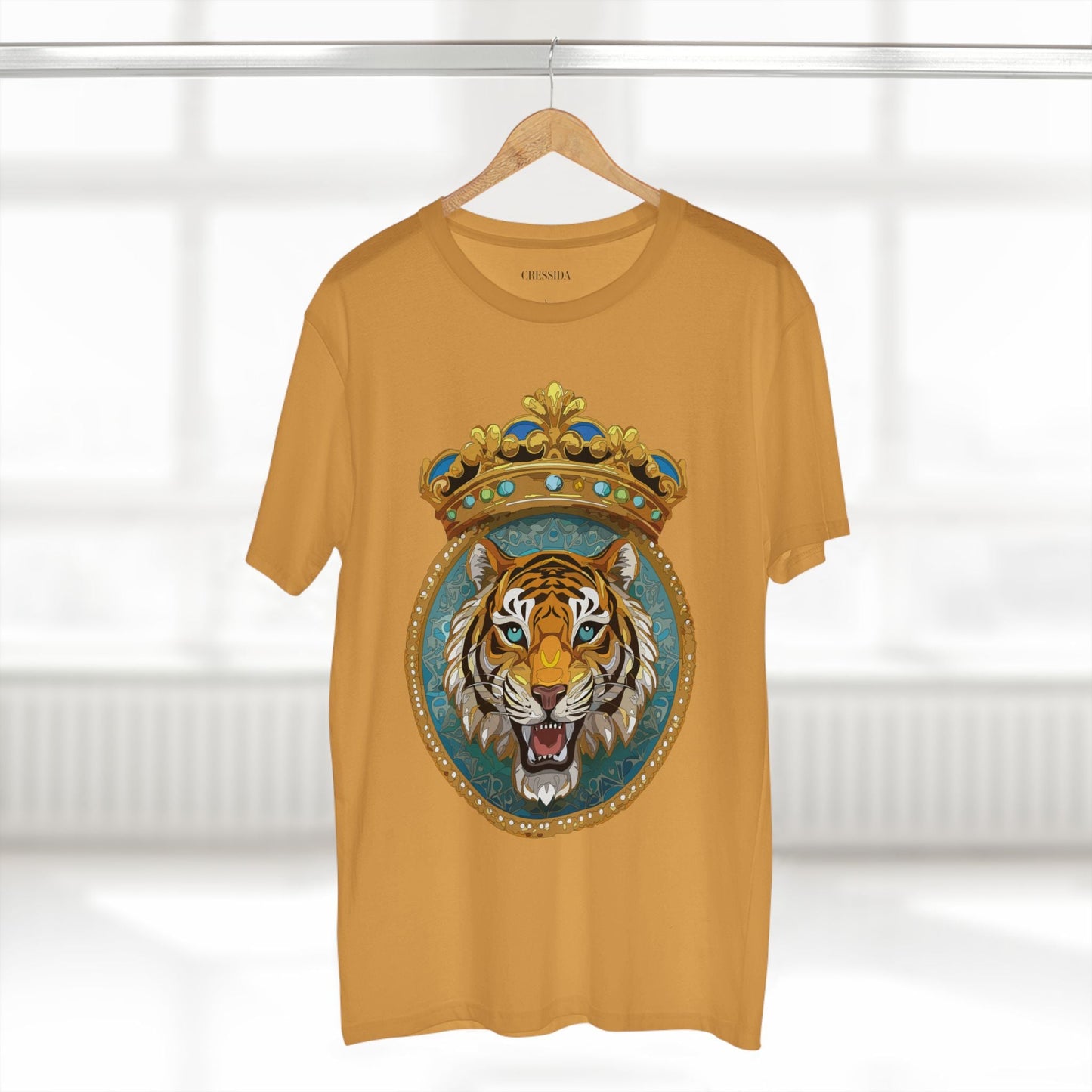 Tiger Graphic Unisex 100 Cotton Tee With Unique Animal Golden Medallion Art Design 3