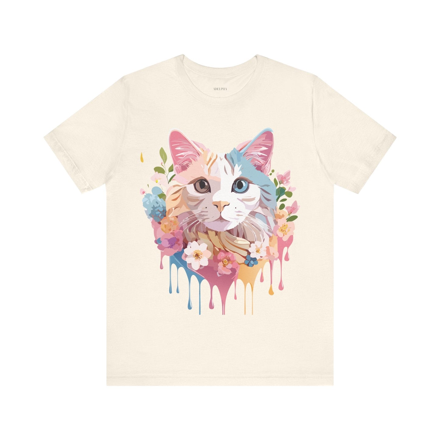 Cat Graphic Tee Unisex Short Sleeve Shirt With Adelpha Artwork