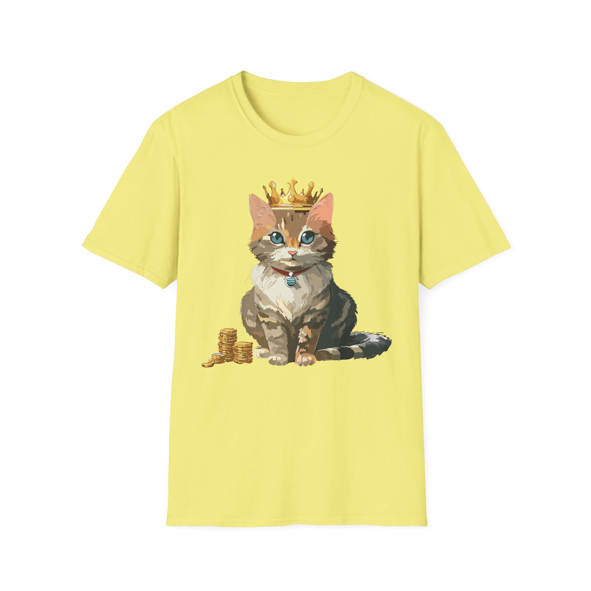 Crowned Tabby Cat T-Shirt | Cute Kitty with Crown and Treasure