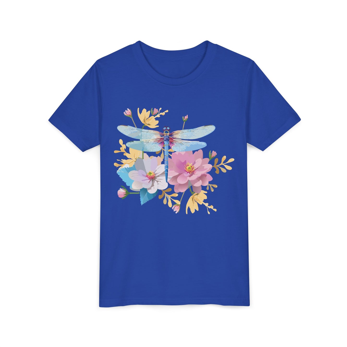 Dragonfly Blossom Youth Tee - Colorful Short Sleeve T-Shirt for Spring Celebrations (9-14)