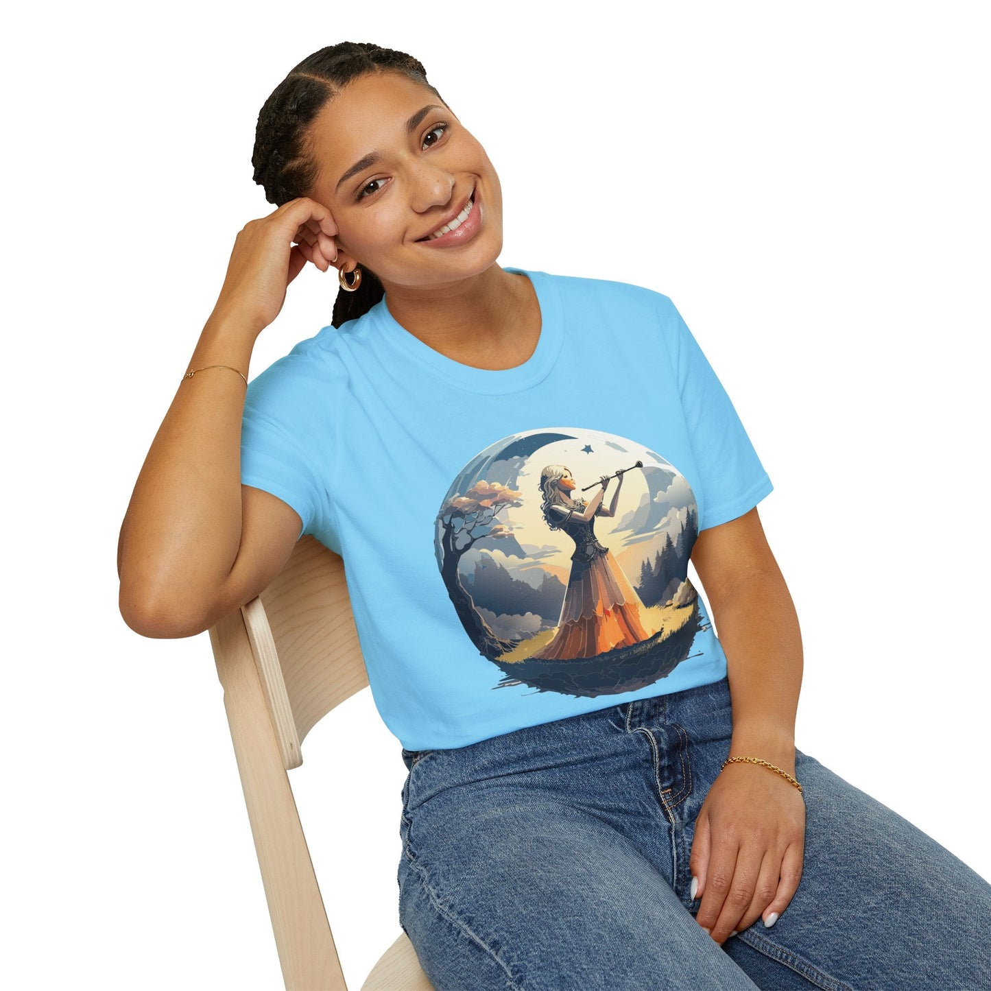 Unisex Softstyle Graphic T Shirt 100 Percent Ring Spun Cotton Art Design Tee For Women