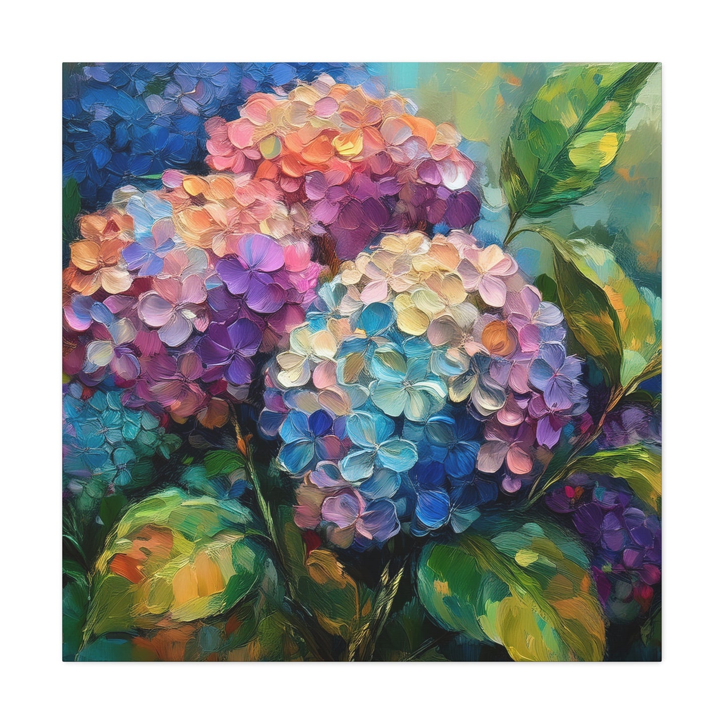 Hydrangeas Print Canvas, Flowers Oil Paint Print 20x20, 24x24, 30x30, 32x32, 36x36, Floral Art Design Print Non-Frame MC-28