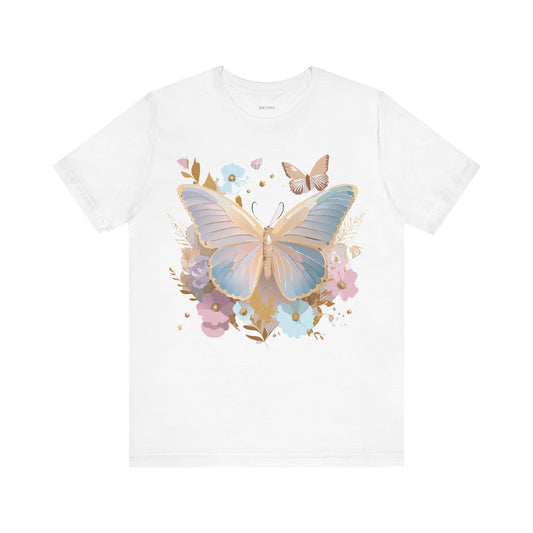 Butterfly Graphic Unisex Cotton Bella+Canvas Tee with Floral Art Design m01