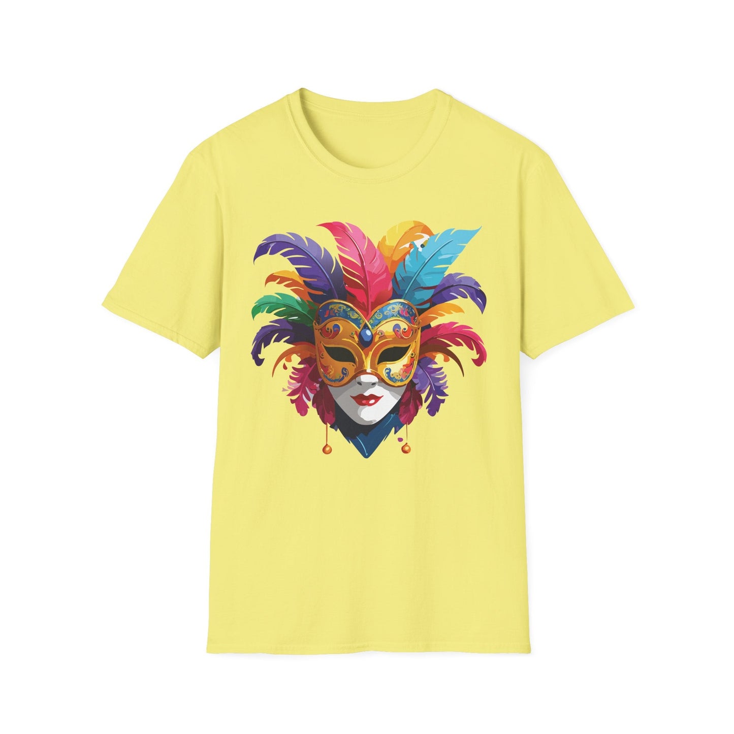 Unisex Mask Tee Shirt Gildan Softstyle 64000 Lightweight Comfortable Masquerade Design Tee