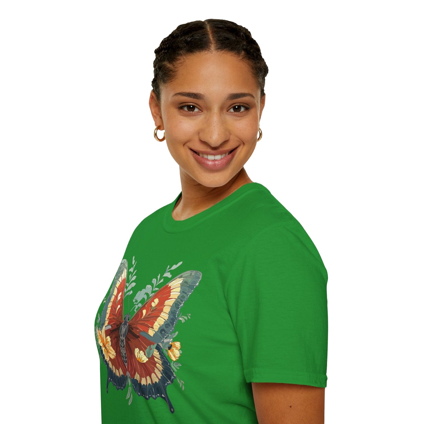 Butterfly T Shirt Unisex Gildan Softstyle 64000 Comfort Monarch Design 100 Percent Cotton
