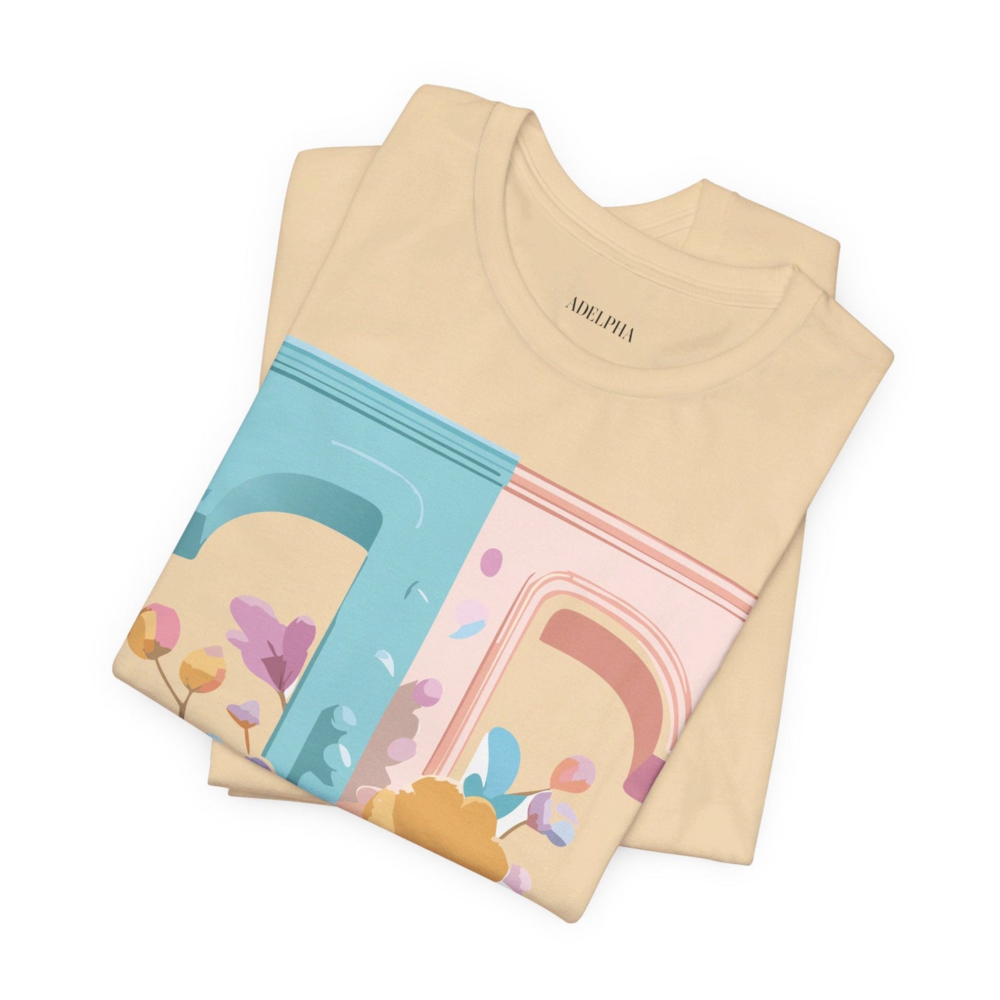 Adelpha Graphic Tee Unisex Short Sleeve Letter Shirt Featuring Vintage Inspired Artwork