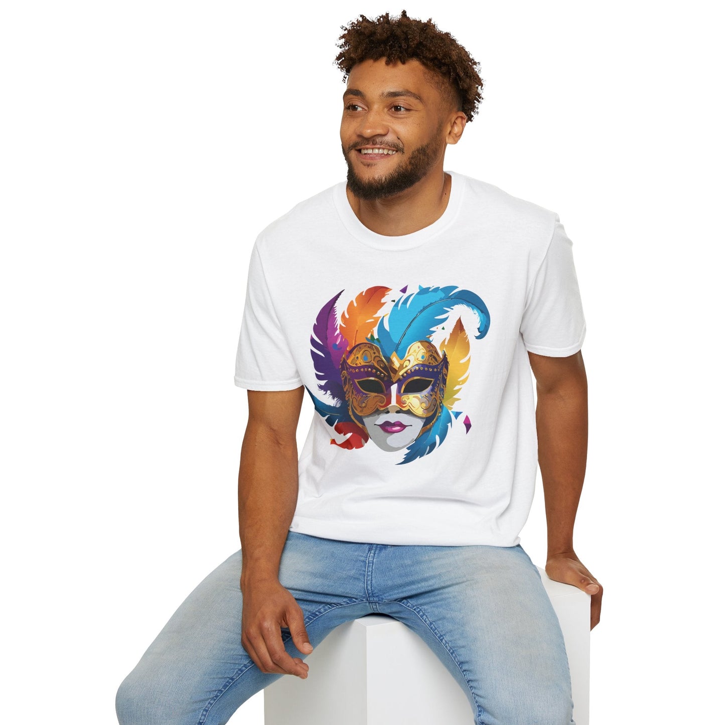 Mask Tee Shirt Unisex Short Sleeve Cotton Tee Art Design Masquerade Gildan Softstyle 64000