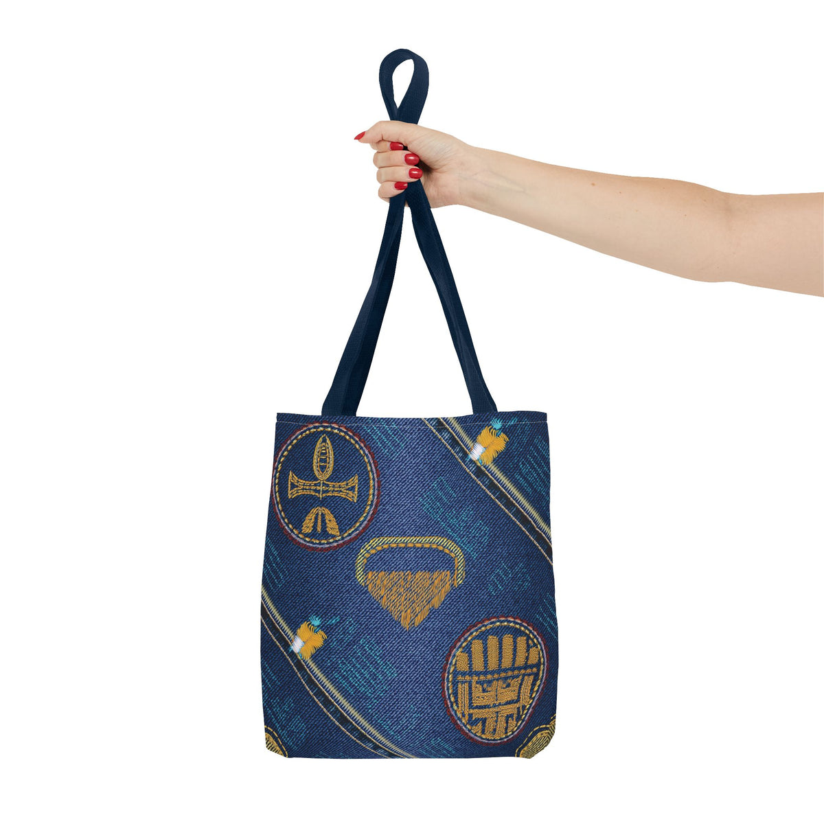 Denim Fabric Imitation Print Unisex Canvas Bag Poly Spun 3 Sizes Tote Bag 188-2