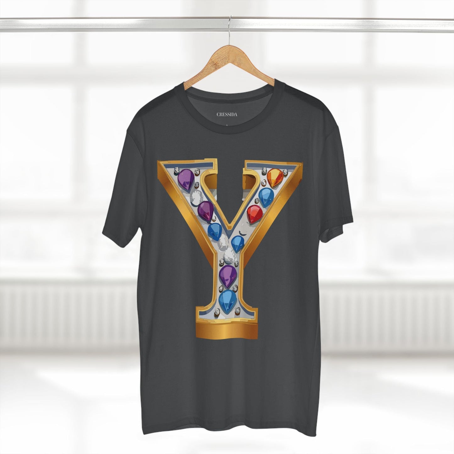 Letter Y Graphic Design Tee Unisex 100 Cotton With Antique Gold Letters Artwork T-Shirt
