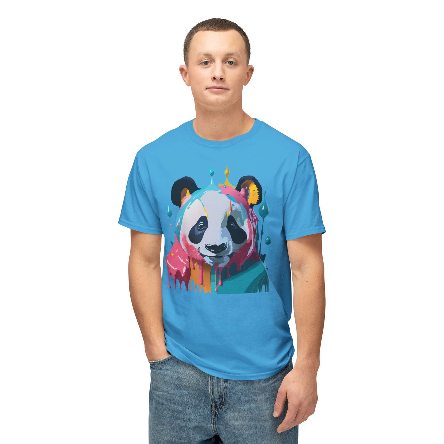 Unisex Panda Art T Shirt With Floral Design Print In HD Cotton 100 Percent USA Made