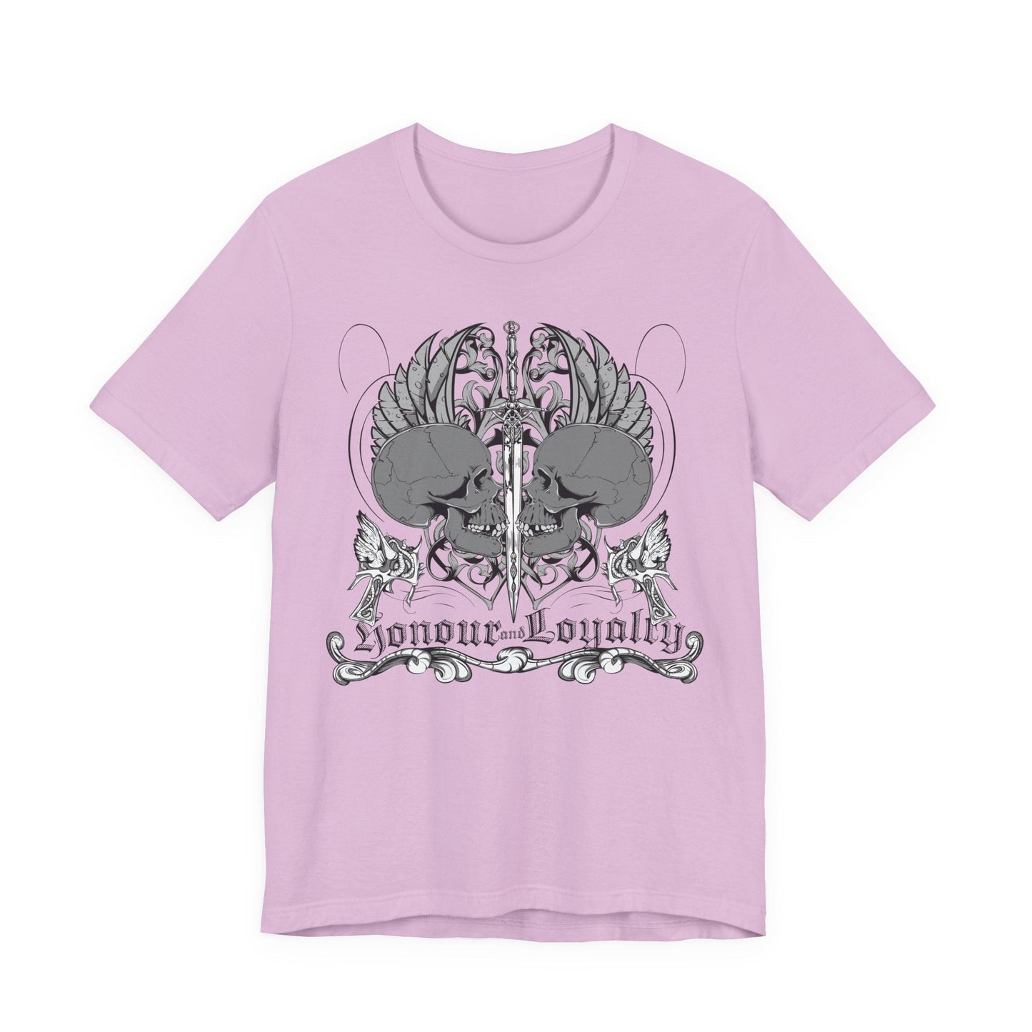 Honor Loyalty crest tee Gothic heraldry skulls wings emblem Art-48
