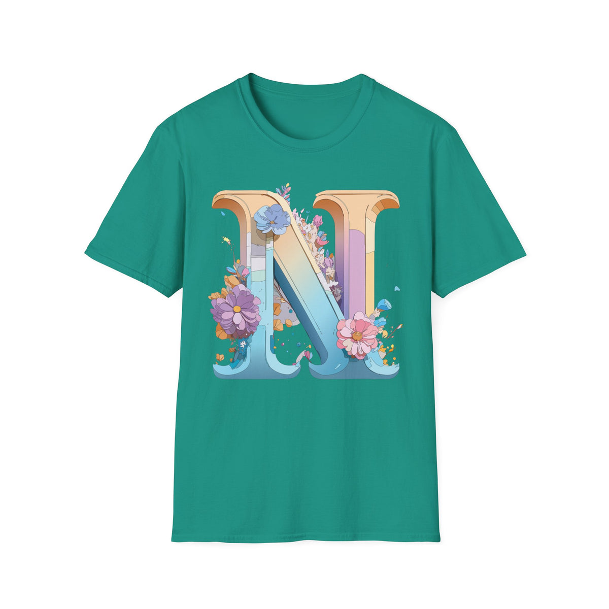 Floral Letter N T-Shirt | Botanical Monogram Tee
