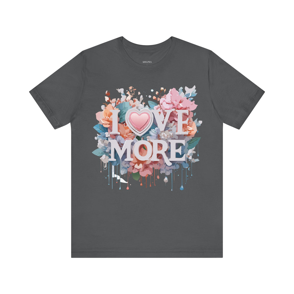 Valentine's Day Graphic Unisex Cotton Bella+Canvas Tee with Floral Art Design d114