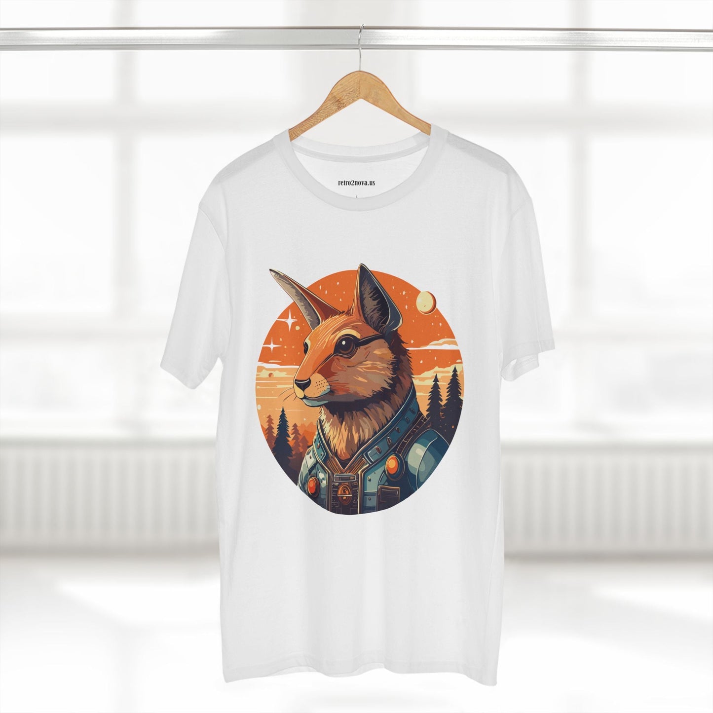 Rabbit Shirt Unisex Premium Cotton Tee With Original Art By Retro2Nova Animal Collection Soft Breathable Comfort