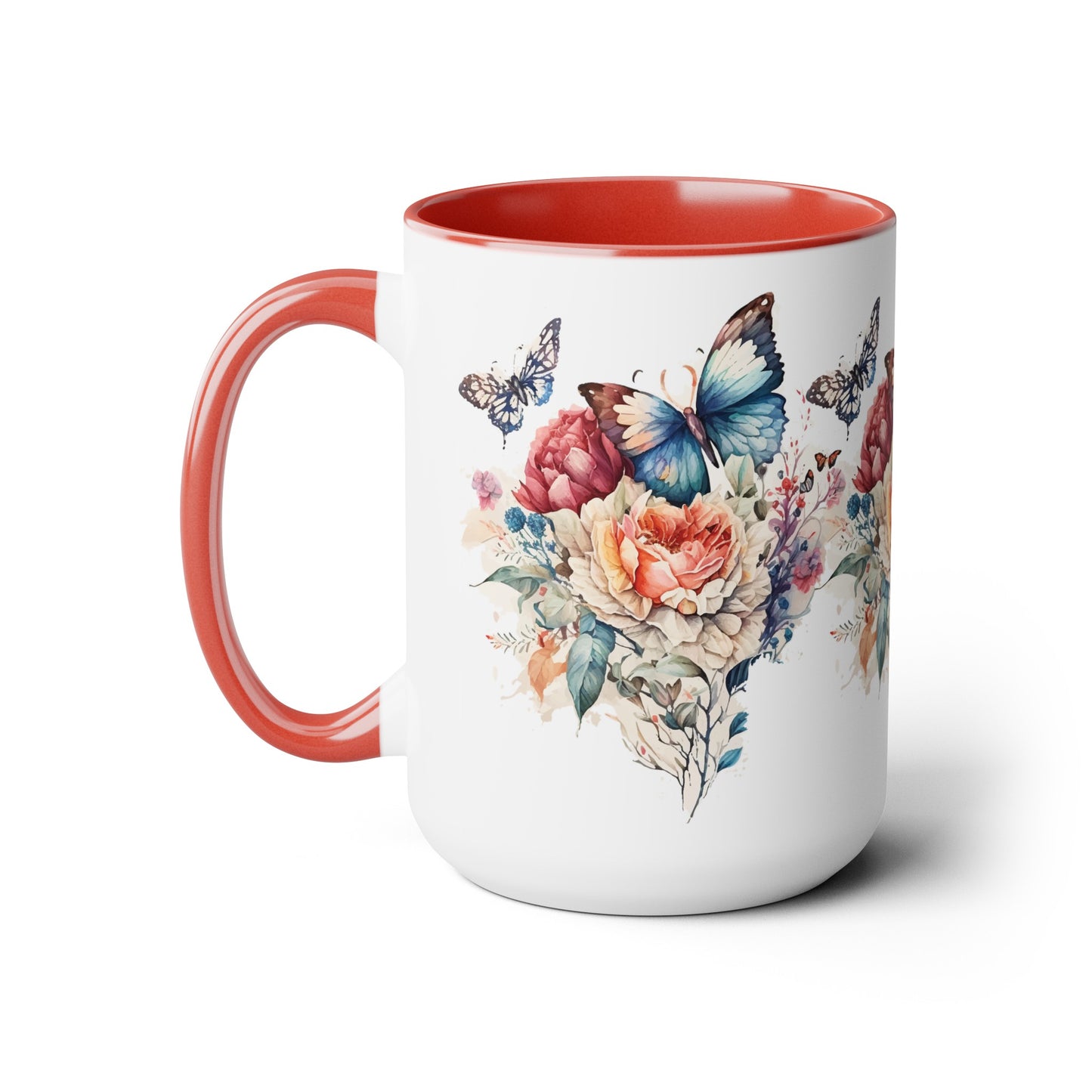 Two-Tone Coffee Mugs with butterfly