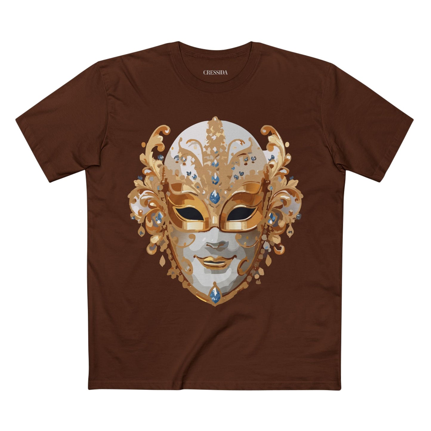 Carnival Mask Graphic T-Shirt Unisex 100 Cotton With Antique Gold Art Design Tee 20