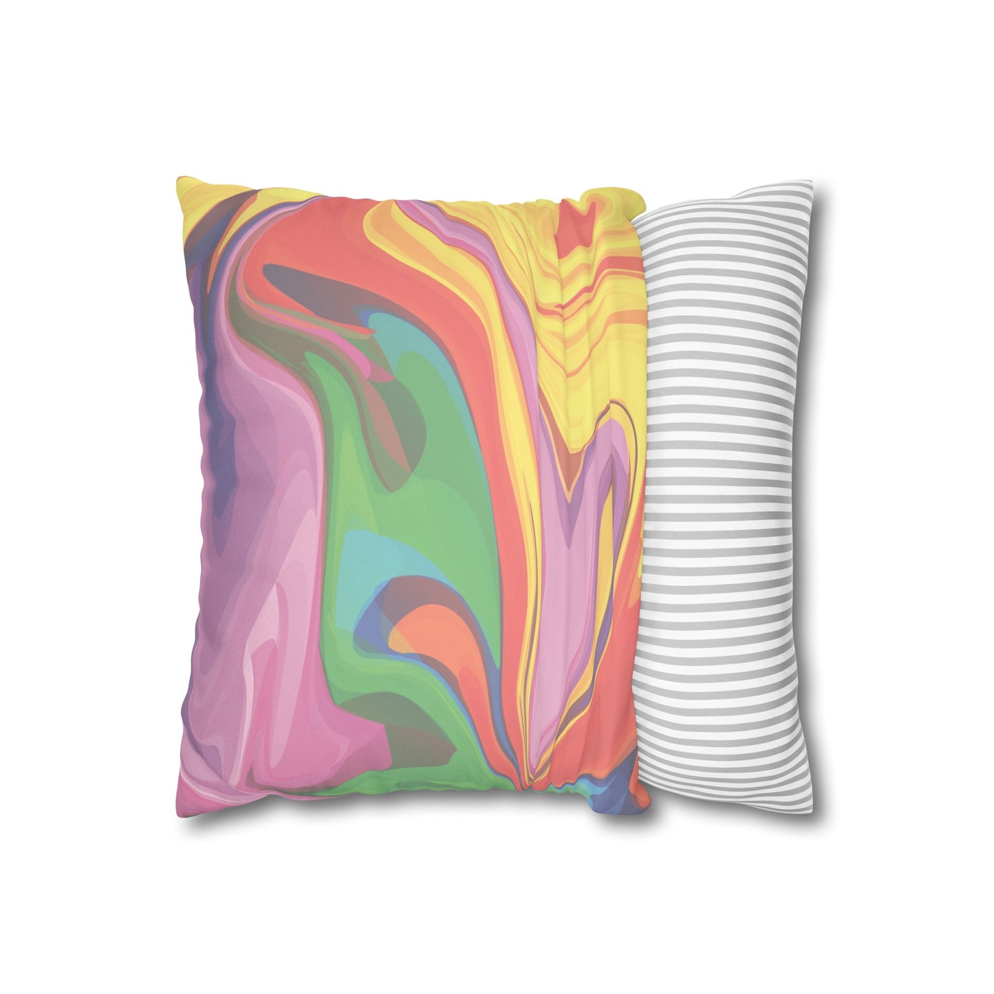 Faux Suede Pillowcase with Abstract print