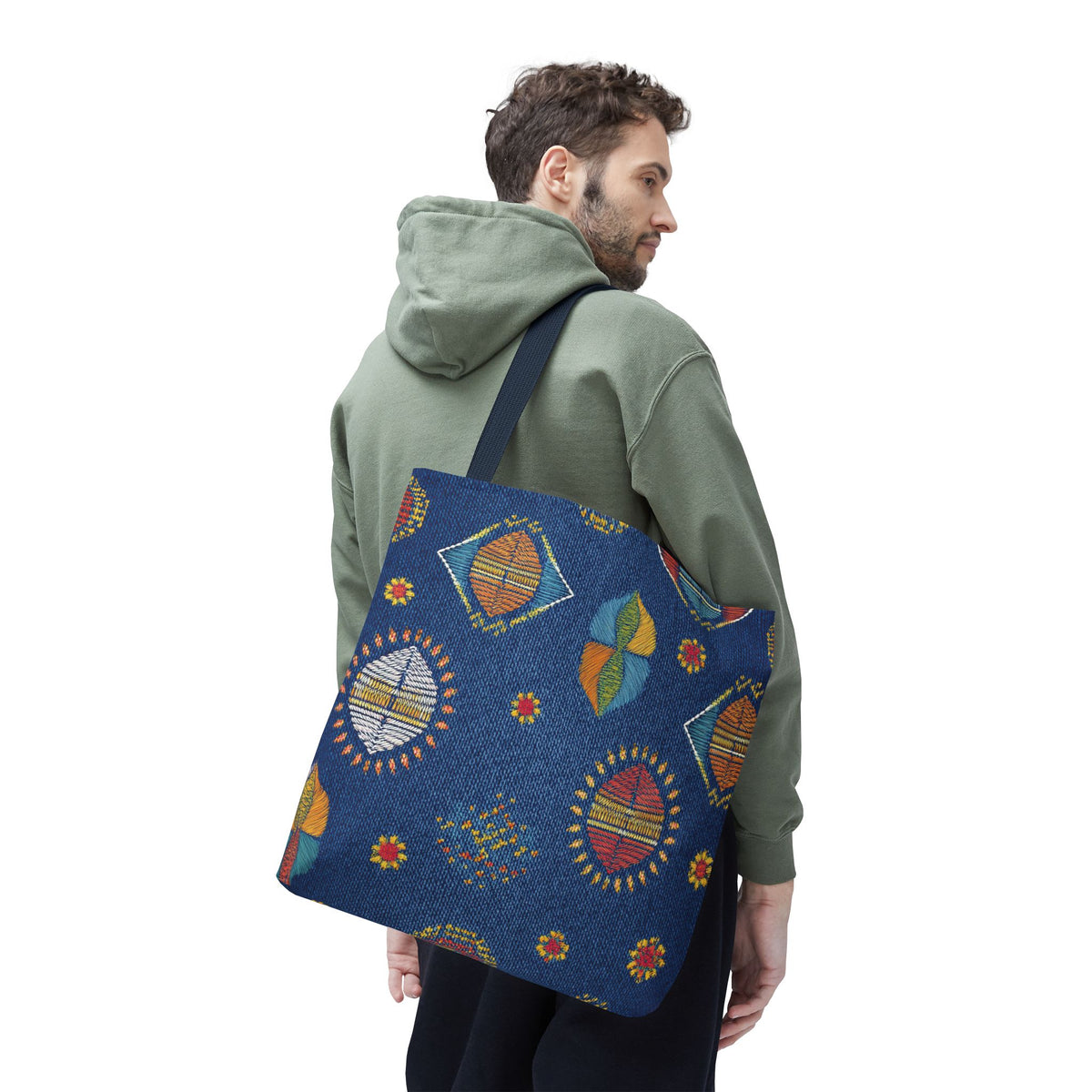 Diwali Graphic Denim Fabric Imitation Print Unisex Canvas Bag Poly Spun 3 Sizes Tote Bag 205-5