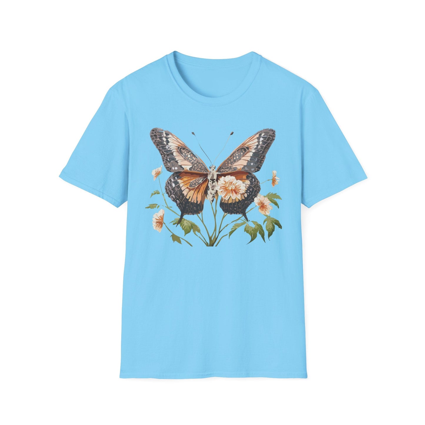 Butterfly T Shirt Unisex Softstyle Gildan 64000 Cotton Tee Monarch Print Comfort