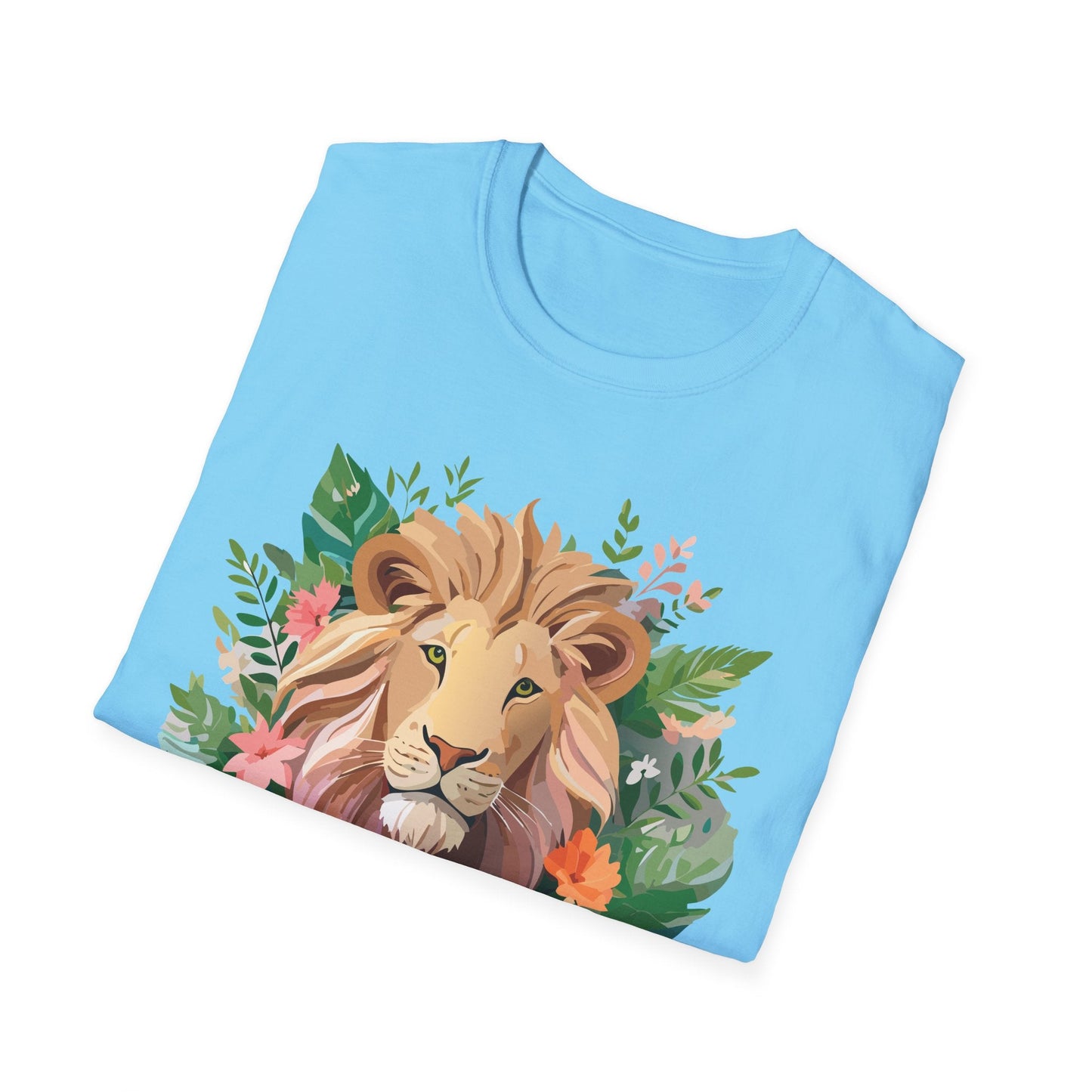 Lion Shirt Unisex Floral Lion Tee Animal Print Short Sleeve Tee