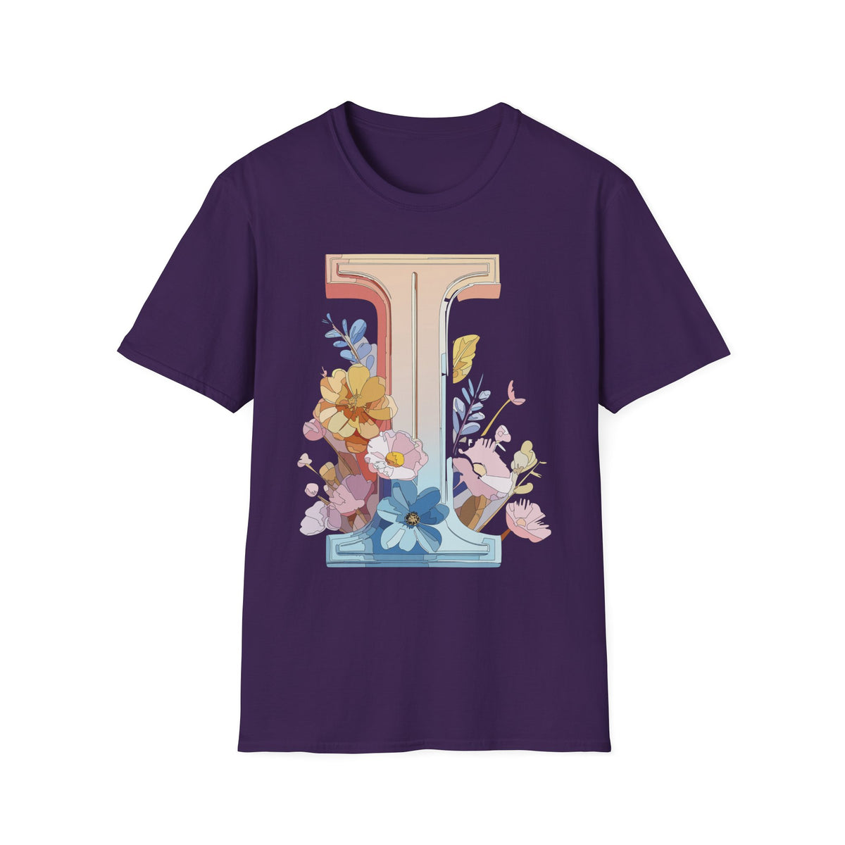 Floral Letter I T-Shirt | Monogram Initial Tee