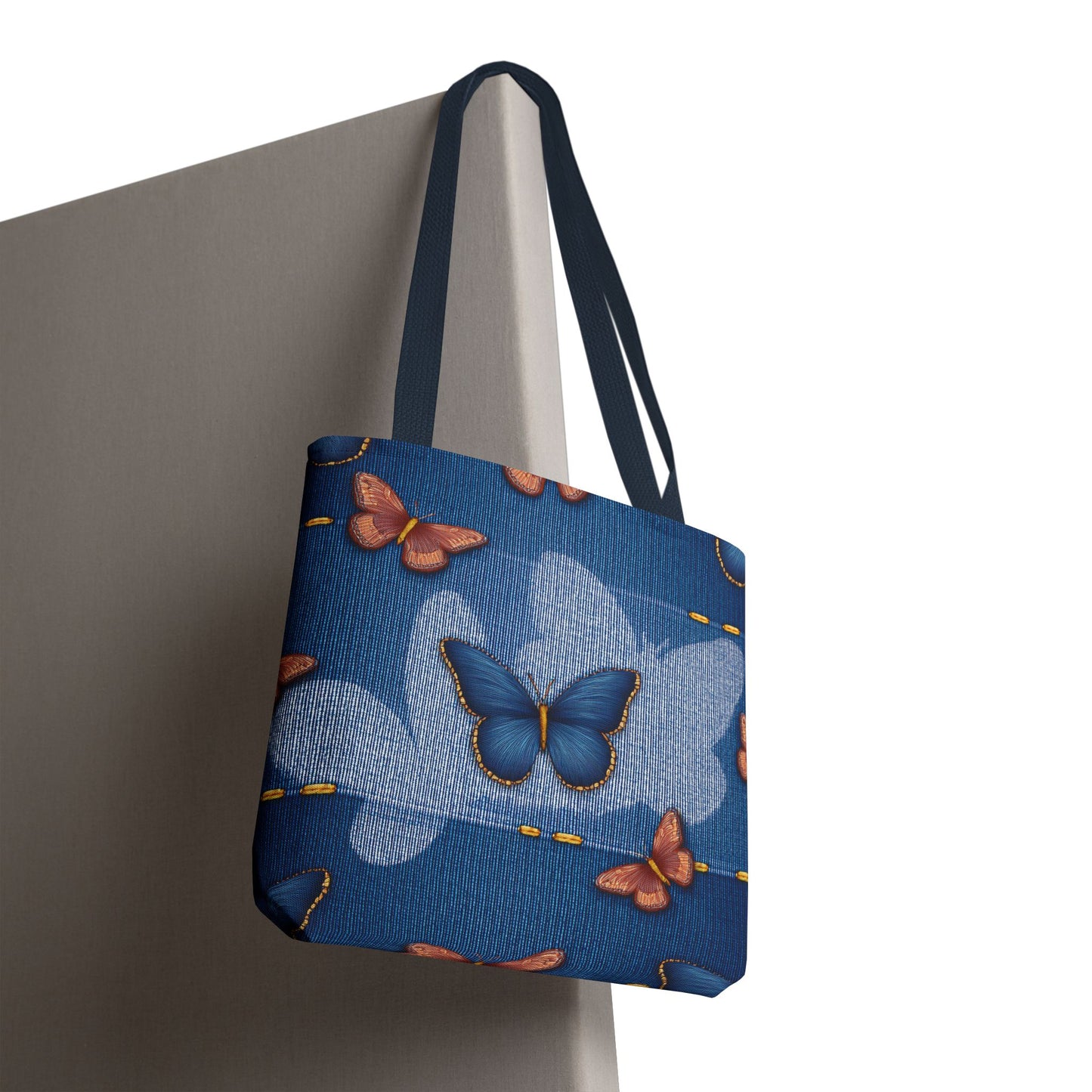 Denim Fabric Imitation Print Unisex Canvas Bag Poly Spun 3 Sizes Tote Bag 176