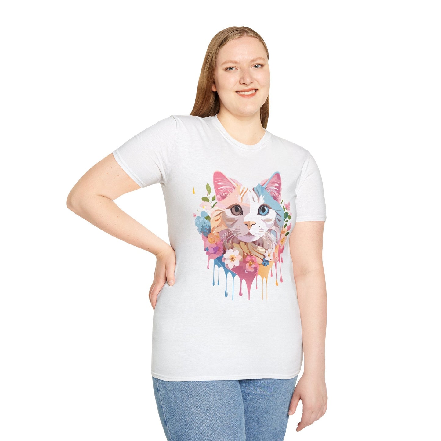 Cat Shirt Unisex Softstyle Tee 100 Percent Ring Spun Cotton Kitten Tee