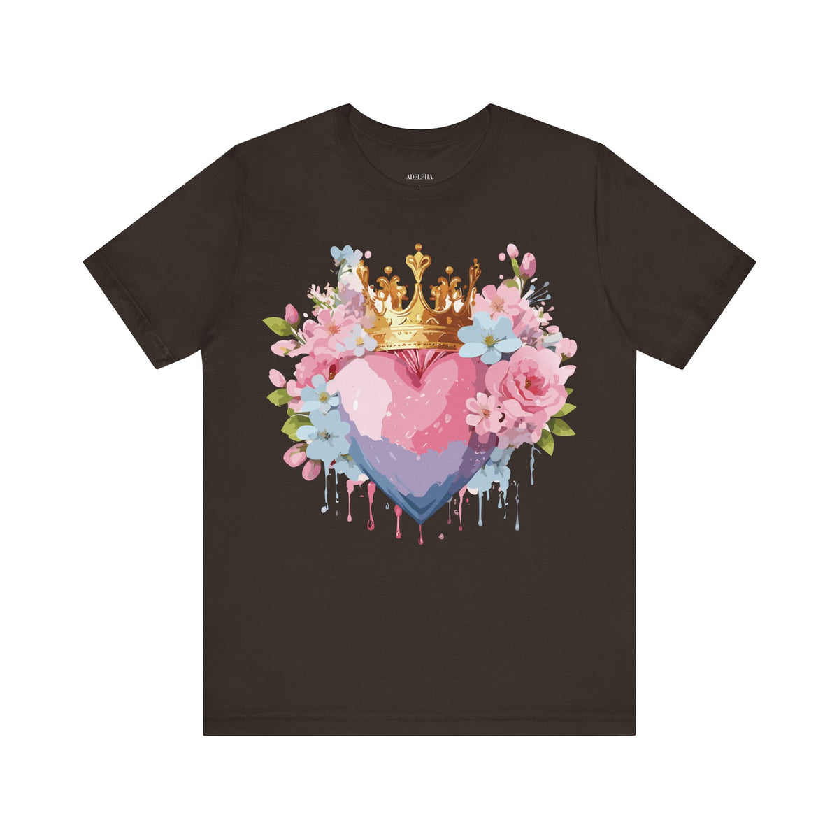 Valentine's Day Graphic Unisex Cotton Bella+Canvas Tee with Floral Art Design d108
