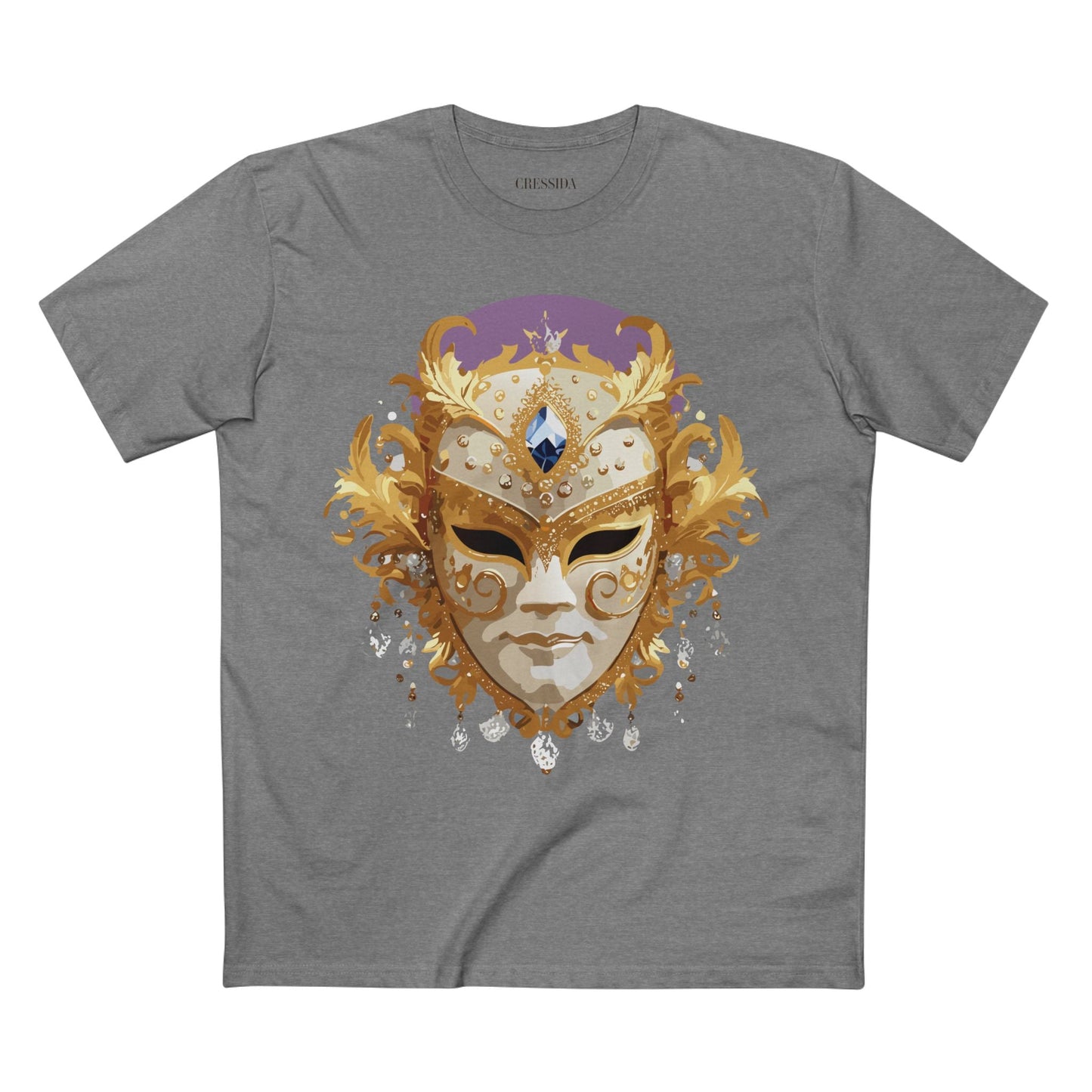 Carnival Mask Graphic T-Shirt Unisex 100 Cotton With Antique Gold Art Design Tee 18