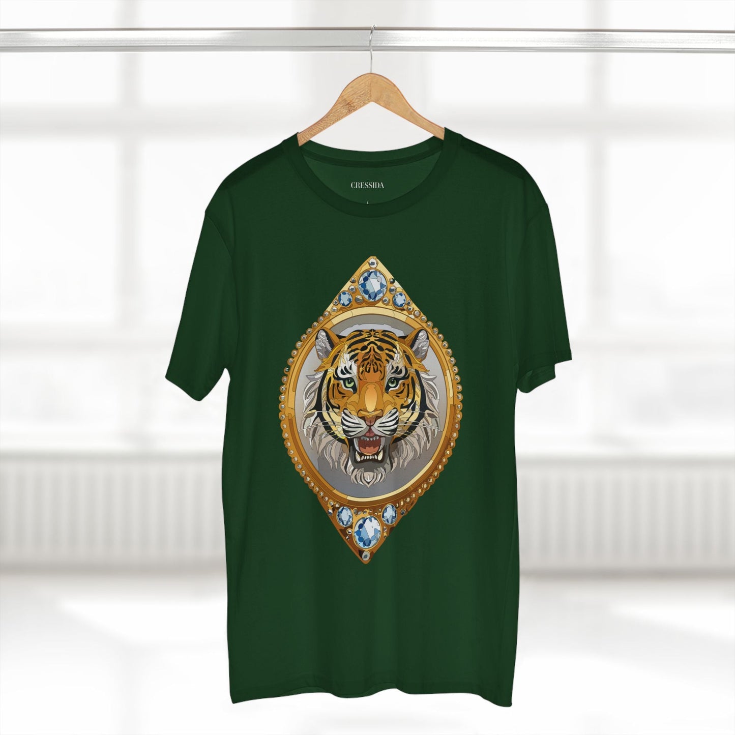 Tiger Graphic Unisex 100 Cotton Tee With Unique Animal Golden Medallion Art Design 1