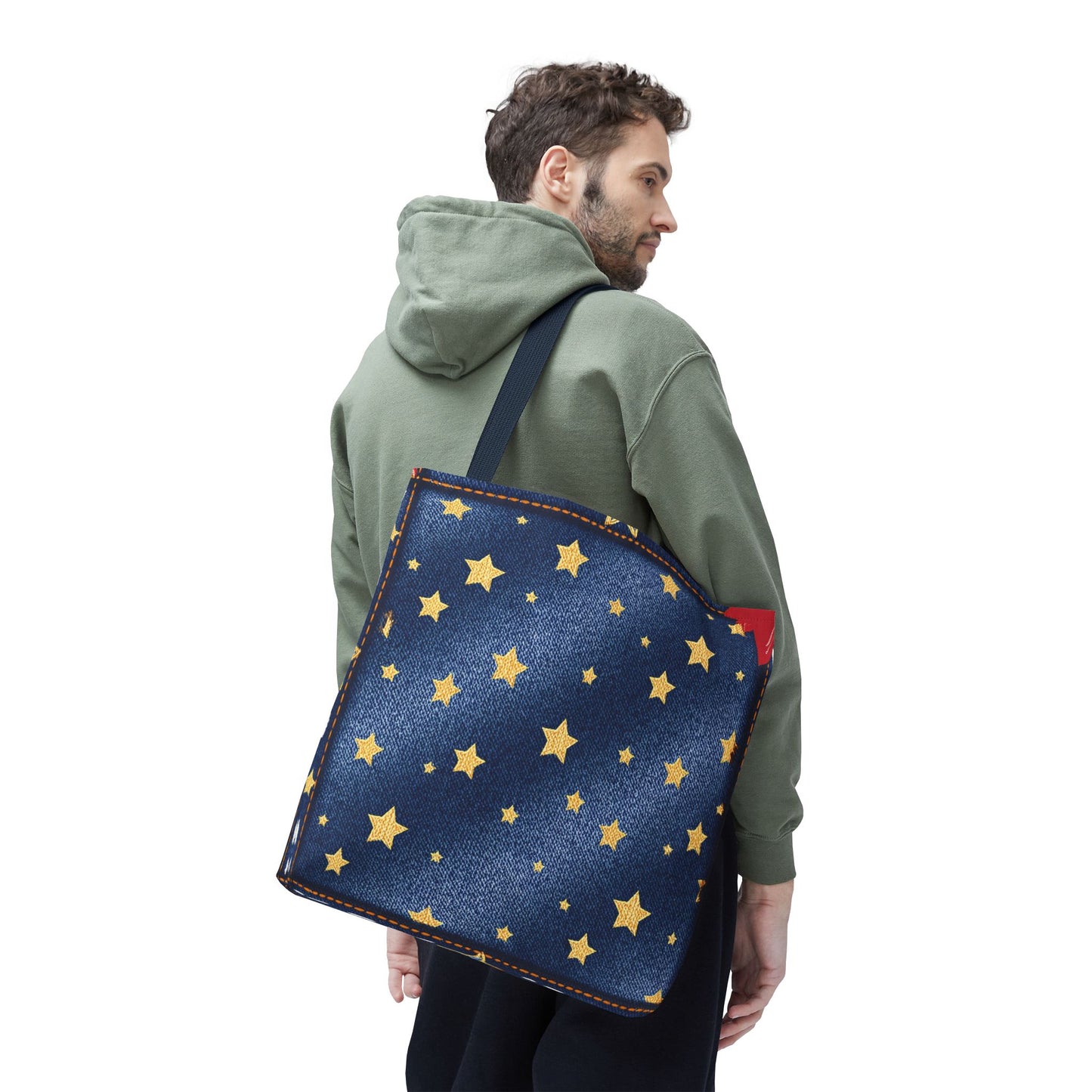 Denim Fabric Imitation Print Unisex Canvas Bag Poly Spun 3 Sizes Tote Bag 181-6