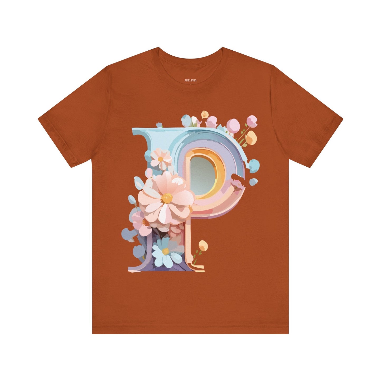 Letter P Shirt Graphic Tee Unisex Short Sleeve Vintage Inspired Art From Adelpha