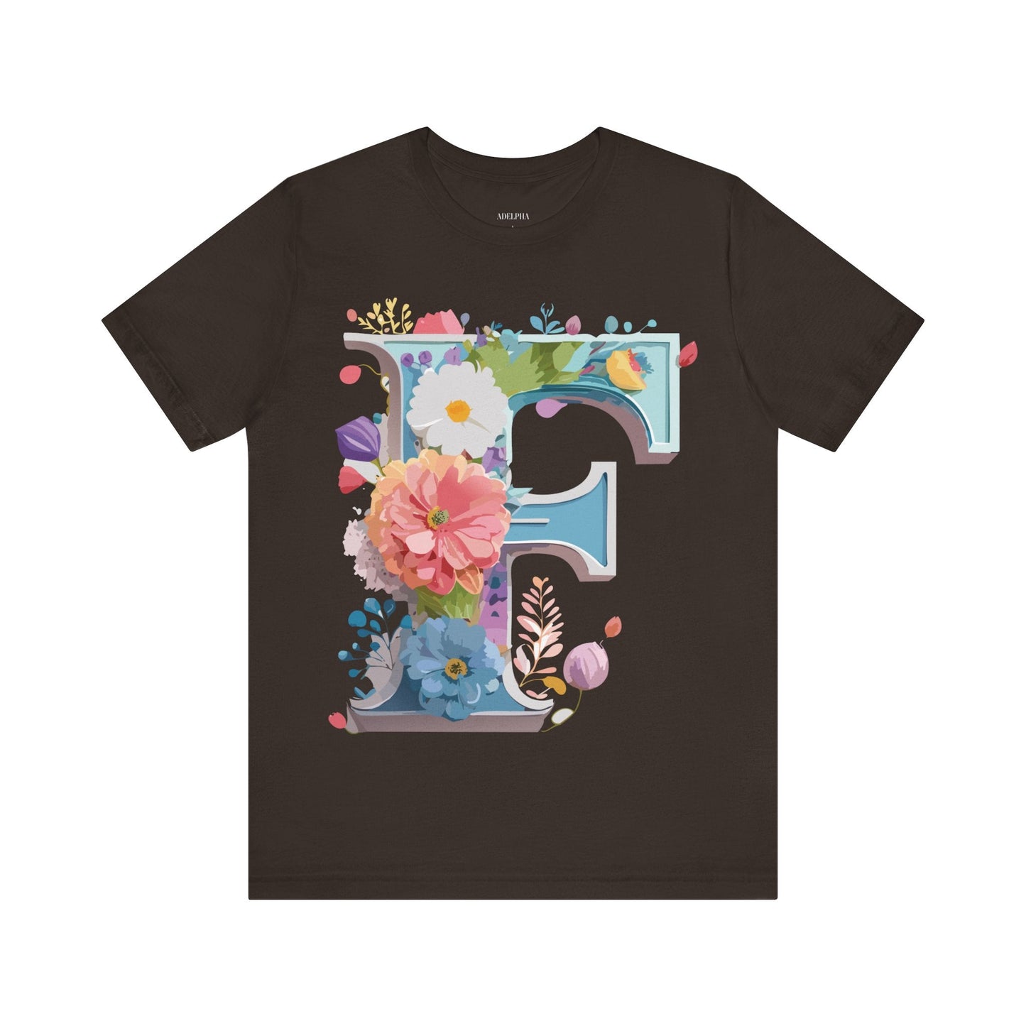 Letter F Shirt Graphic Tee Unisex Adelpha Vintage Inspired Art Design Short Sleeve