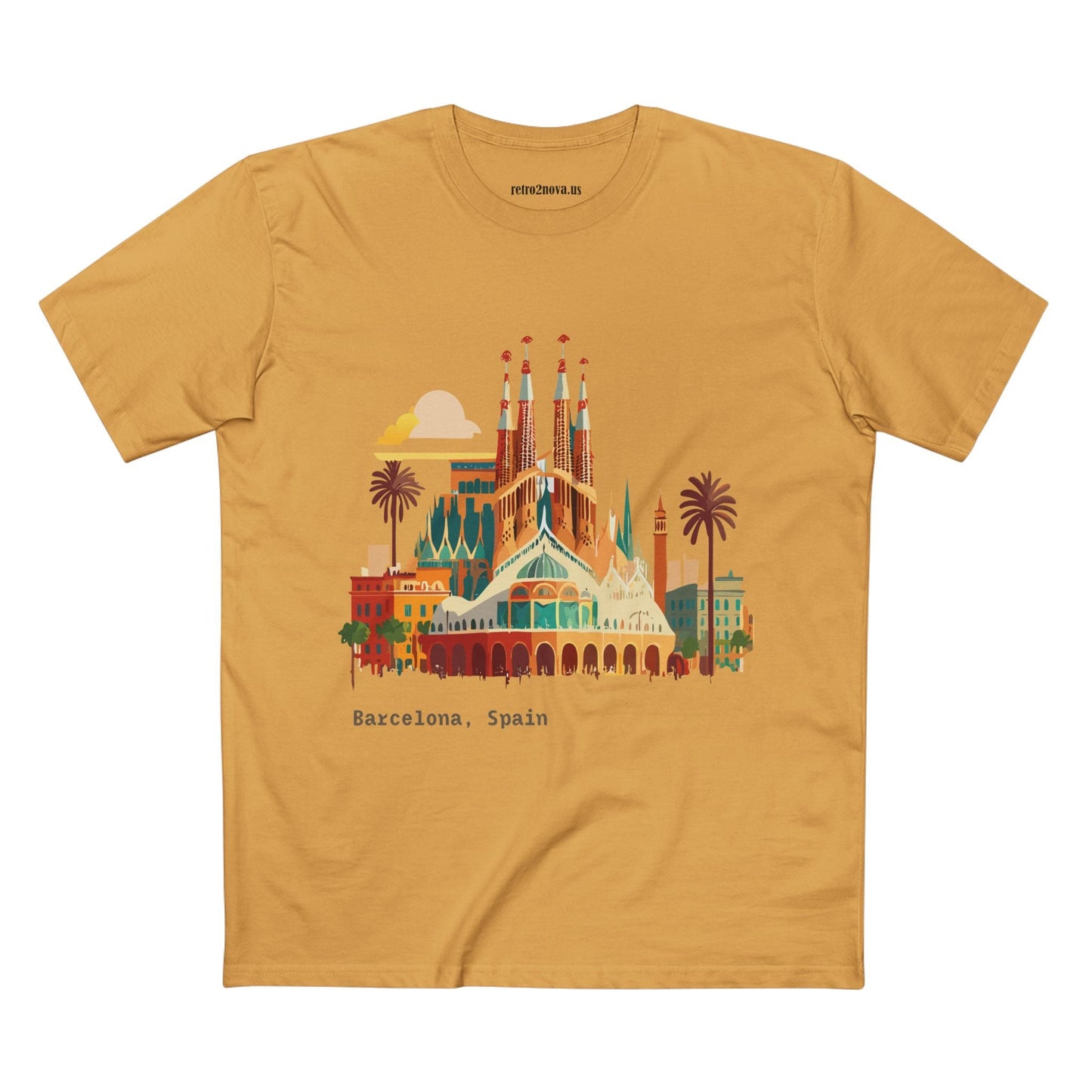 Barcelona Travel Shirt Unisex Premium Cotton Tee With Retro Artwork From Retro2Nova Collection TT7