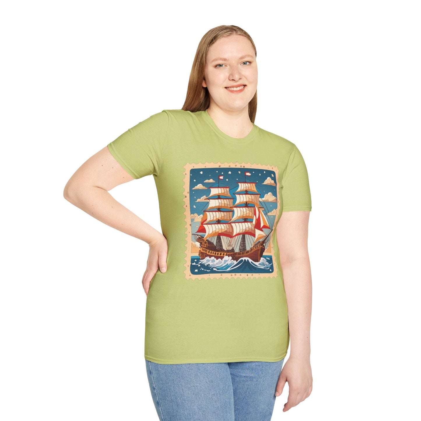 Ship T Shirt Unisex Frigate Vessel Tee Gildan Softstyle 64000 100 Percent Ring Spun Cotton