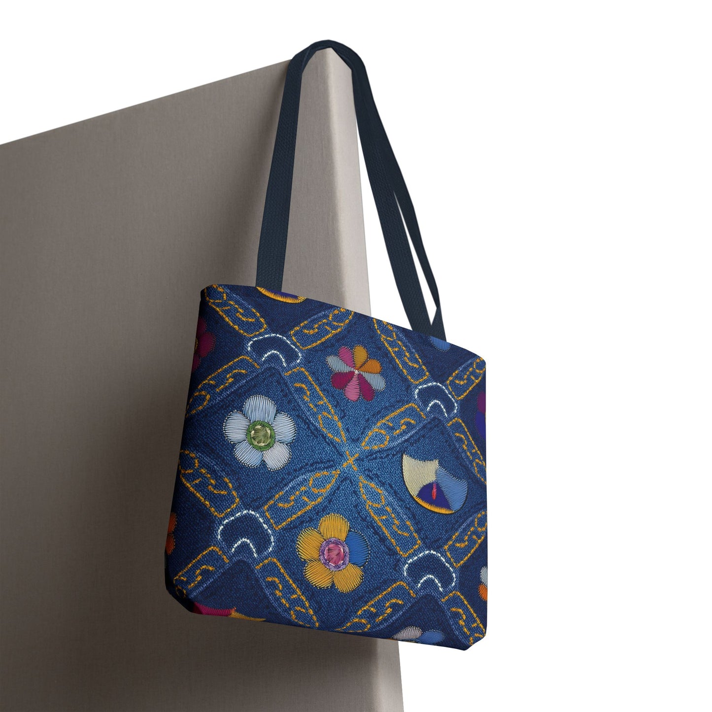 Denim Fabric Imitation Print Unisex Canvas Bag Poly Spun 3 Sizes Tote Bag 159-13