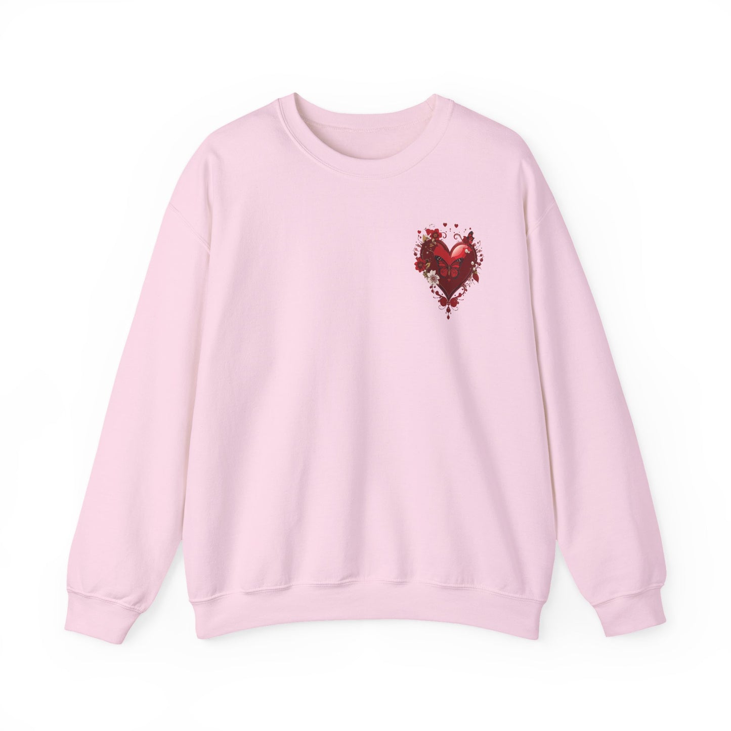 Small Red Heart Sweatshirt, Floral Red Heart Sweatshirt, Floral Love Sweatshirt, Valentine's Day Sweatshirt, Heart Floral Sweatshirt 104