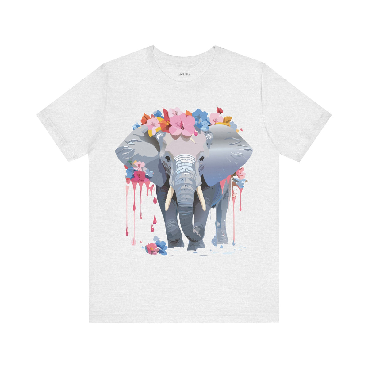 Elephant Graphic Unisex Cotton Bella+Canvas Tee with Art Animal Design e124