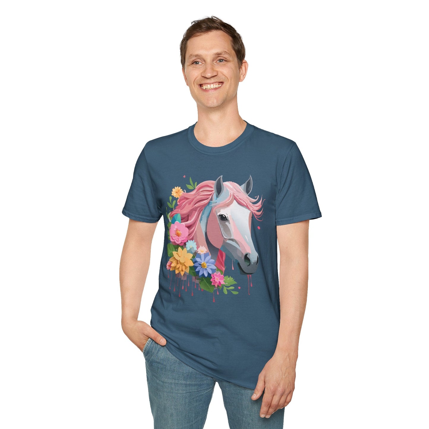 Unisex Horse Shirt Softstyle Cotton Tee With Animal Print Design
