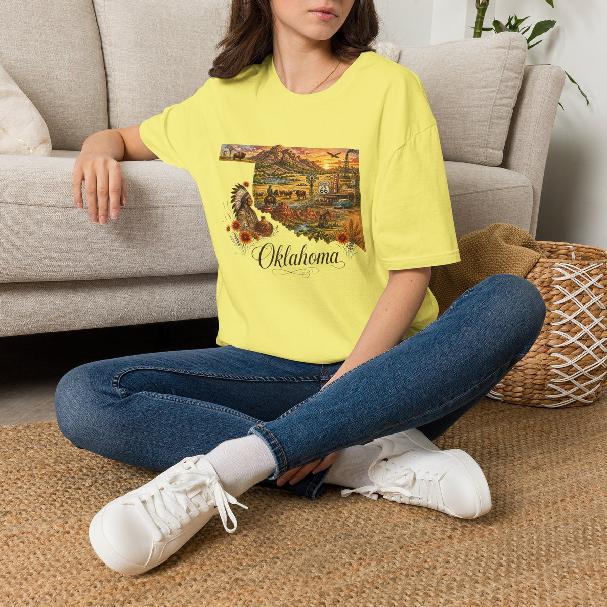 Oklahoma State Travel Tourist Graphic Design Unisex 100 Cotton Gildan T-Shirt