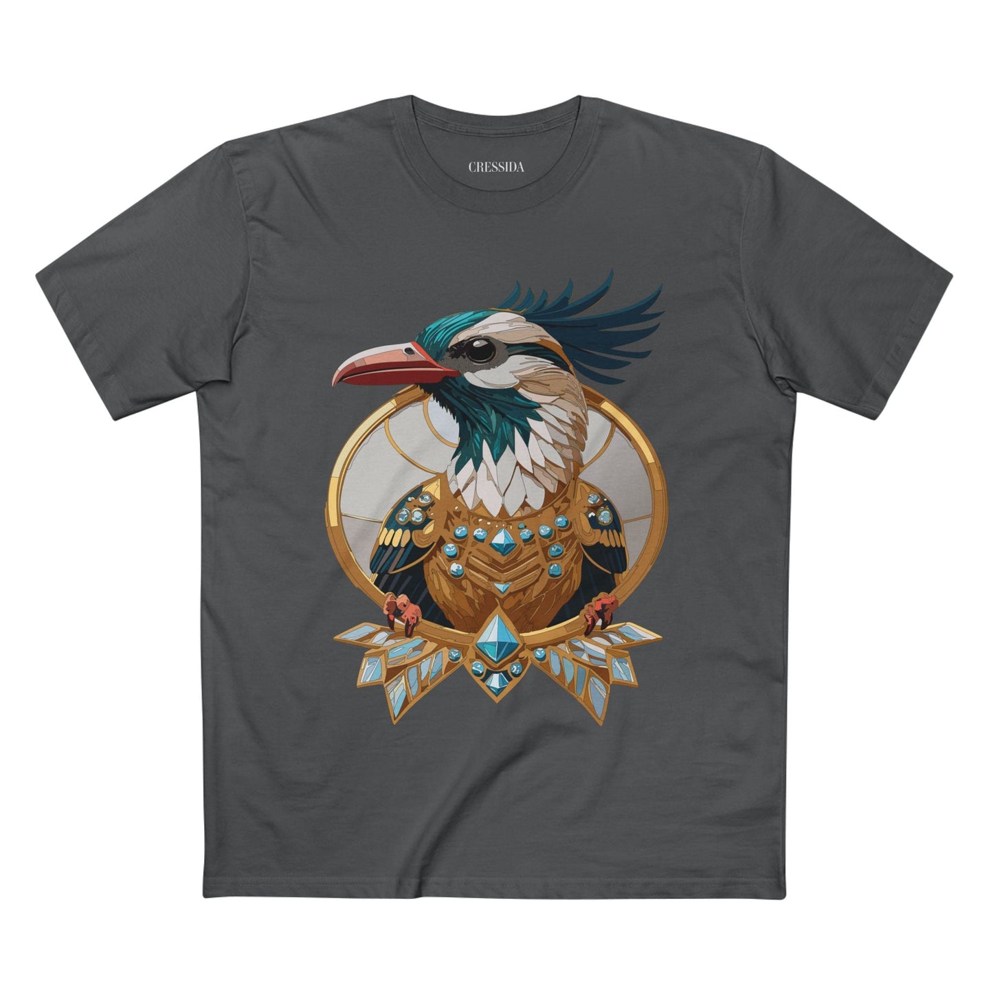 Bird Graphic Unisex 100 Cotton Tee With Unique Animal Golden Medallion Art Design 19
